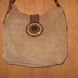 Leatherock Leather Suede Jeweled Shoulder Purse